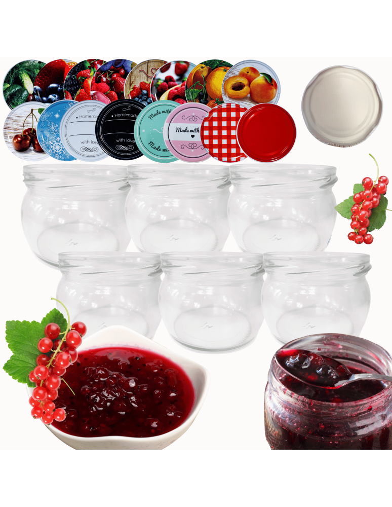 Słoiki - Słoiki 260ml 6 KOMPLETÓW z POKRYWKĄ dżemy konfitury przyprawy deserki 82mm - product b2b.wamar.biz 1