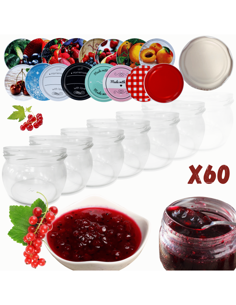 Słoiki - Słoiki 260ml 60 KOMPLETÓW z POKRYWKĄ dżemy konfitury przyprawy deserki 82mm - product b2b.wamar.biz 1