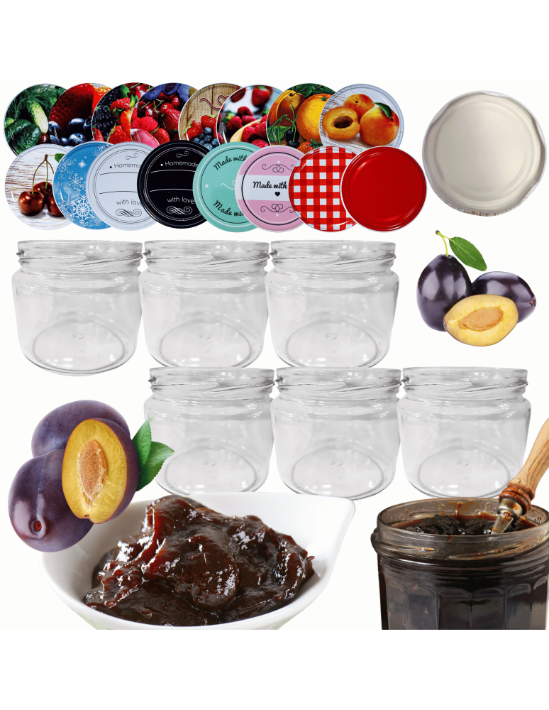 Słoiki - Słoiki 330ml dżemy konfitury przyprawy grzybki 6kompletów zakrętki 82mm - produkt b2b.wamar.biz 1