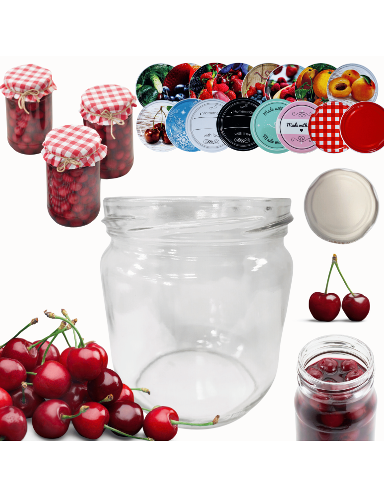 Słoiki - Słoik 425ml KOMPLET z POKRYWKĄ słoik na pasztet dżemy kompot grzybki 82mm - product b2b.wamar.biz 1
