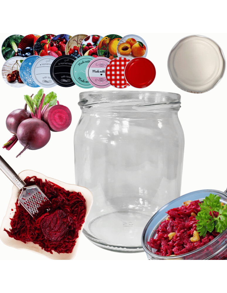 Słoiki - Słoik 540ml KOMPLET z POKRYWKĄ słoik na pasztet dżemy kompot zaprawy 82mm - product b2b.wamar.biz 1