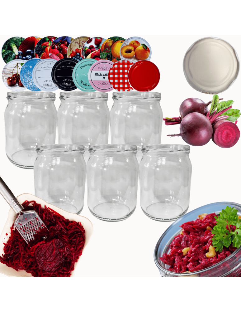 Słoiki - Słoiki 540ml 6 KOMPLETÓW z POKRYWKĄ słoiki na pasztet dżemy zaprawy 82mm - product b2b.wamar.biz 1