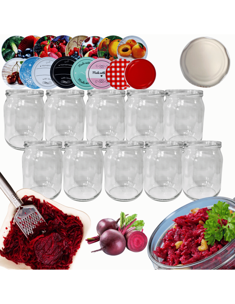 Słoiki - Słoiki 540ml 10 KOMPLETÓW z POKRYWKĄ słoiki na pasztet dżemy zaprawy 82mm - product b2b.wamar.biz 1