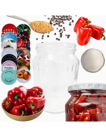 Słoiki - Słoik 720ml 0,7l soki ogórki papryka kompot KOMPLET z POKRYWKĄ 82mm PZH - product 1
