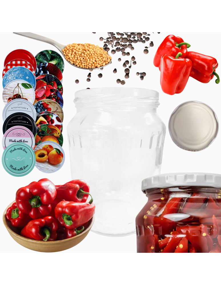 Słoiki - Słoik 720ml 0,7l soki ogórki papryka kompot KOMPLET z POKRYWKĄ 82mm PZH - product b2b.wamar.biz 1