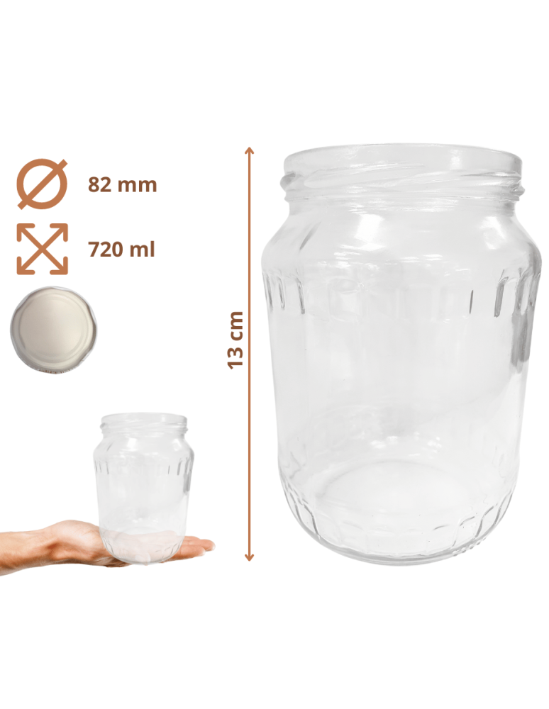 Słoiki - Słoik 720ml 0,7l soki ogórki papryka kompot KOMPLET z POKRYWKĄ 82mm PZH - product b2b.wamar.biz 3