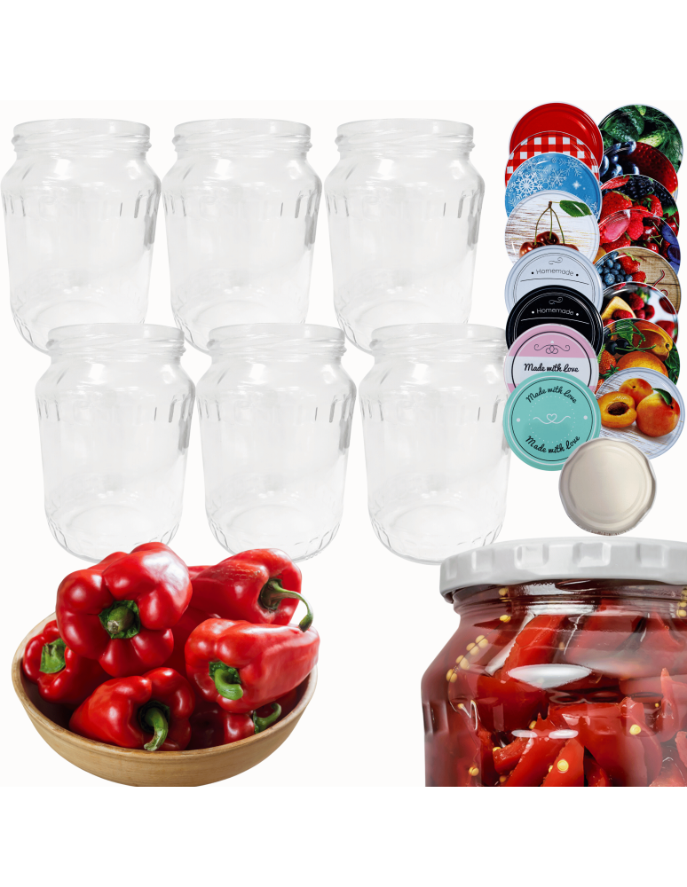 Słoiki - Słoiki 720ml 0,7l soki ogórki kiszone kompot 6kompletów zakrętki 82mm - produkt b2b.wamar.biz 1