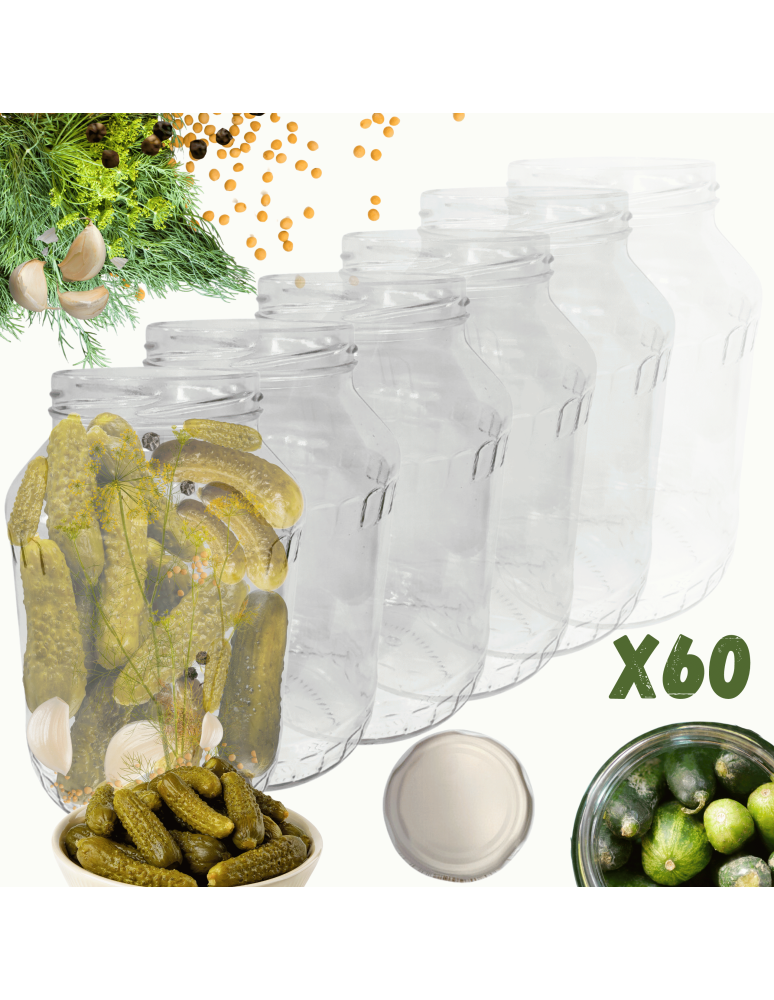 Słoiki - Słoiki 1500ml 1,5l na ogórki małosolne soki grzyby nalewki 60szt. 82mm PZH - product b2b.wamar.biz 1
