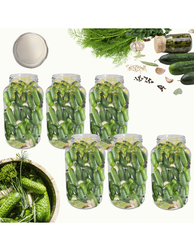Słoiki - Słoiki 1500ml 1,5l na ogórki małosolne soki nalewki grzyby 6szt. 82mm PZH - product b2b.wamar.biz 1