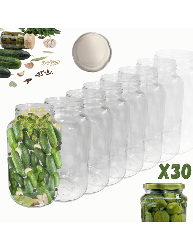 Słoiki - Słoiki 1500ml 1,5l na ogórki małosolne soki grzyby nalewki 30szt. 82mm PZH - product b2b.wamar.biz 1