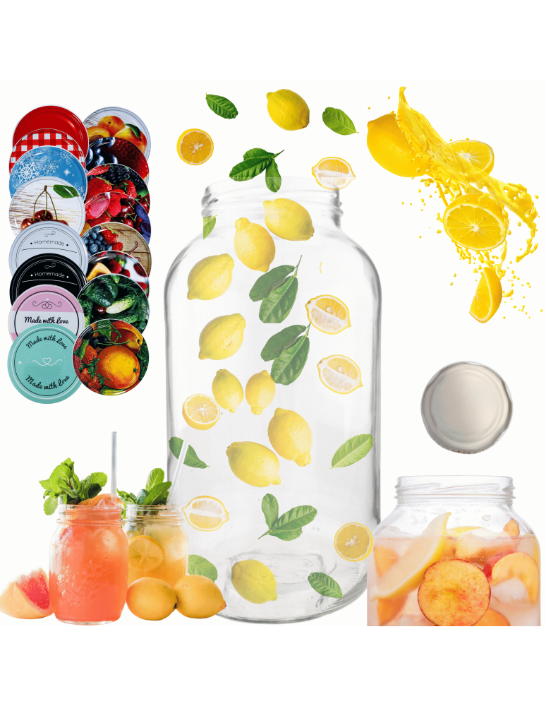 Słoiki - Słoik 2000ml 2l soki ogórki kiszone grzyby nalewki KOMPLET z POKRYWKĄ 82mm - produkt b2b.wamar.biz 1