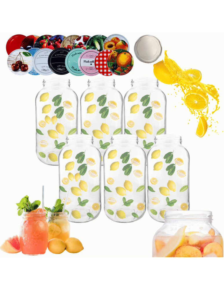 Słoiki - Słoiki 2000ml 2l na ogórki soki grzyby nalewki 6kompletów zakrętki 82mm - product b2b.wamar.biz 1