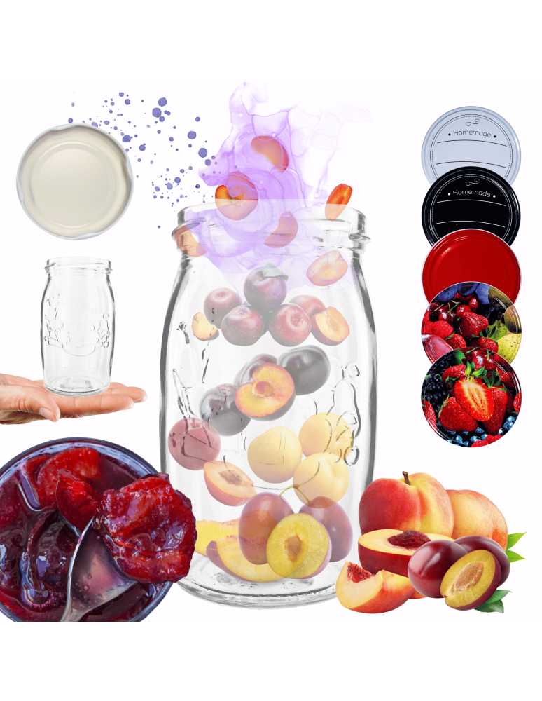 Słoiki - Słoik 335ml dżemy konfitury kompot sok grzybki KOMPLET z POKRYWKĄ 66mm - product b2b.wamar.biz 1