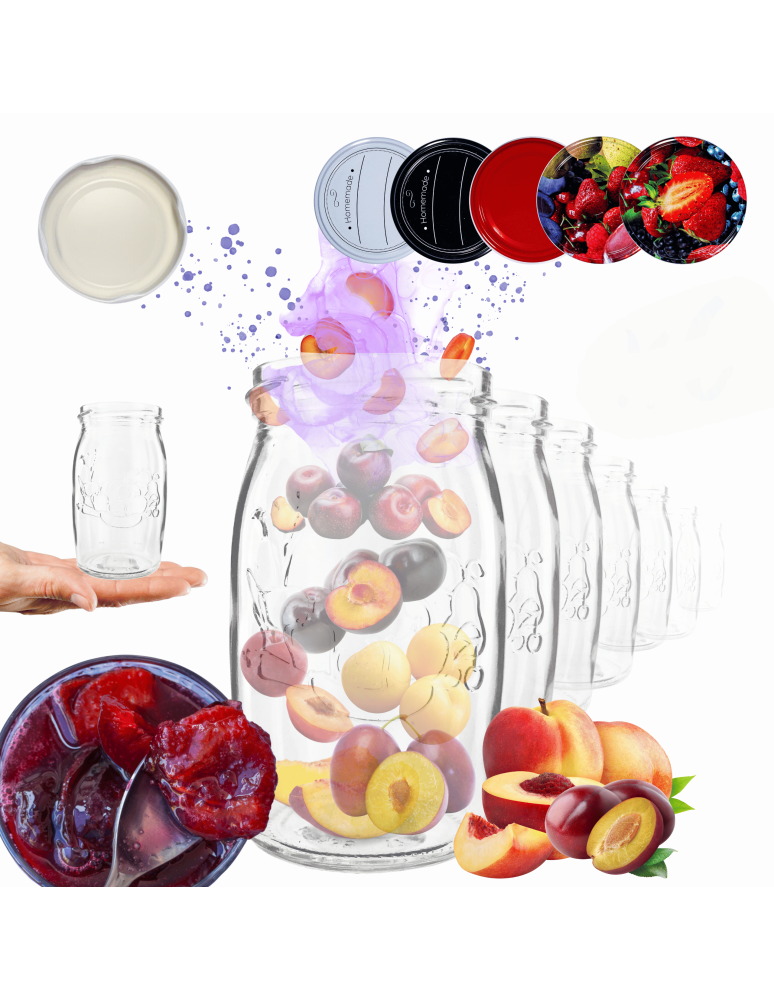 Słoiki - Słoiki 335ml dżemy konfitury kompot sok grzybki 6kompletów zakrętki 66mm - product b2b.wamar.biz 1