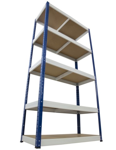 Regały - Regał Helios 196x100x30 cm 5 półek/400kg Niebiesko-Biały - product 21