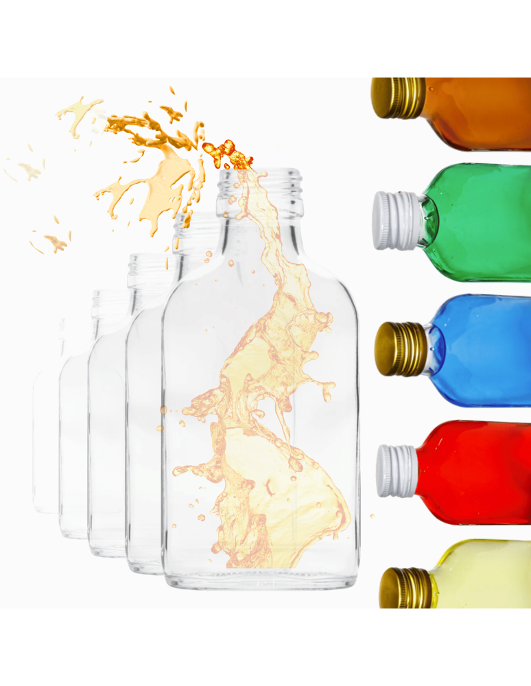 Szklane butelki na alkohol - galoniki - Butelki 100ml piersiówki kieszonkowe na sok nalewki fi28 10szt BEZ NAKRETEK - product b2b.wamar.biz 1