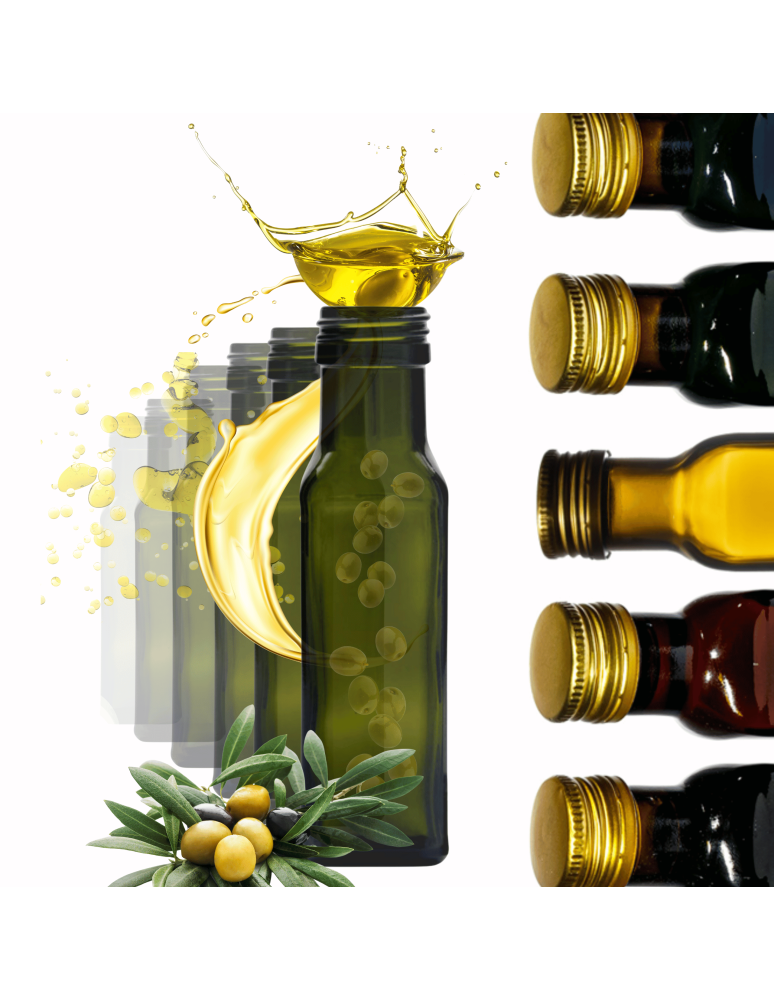 Szklane butelki na alkohol - galoniki - Butelki 100 ml maraski kwadratowe zielone na oliwę fi31 10szt BEZ NAKRETEK - product b2b.wamar.biz 1