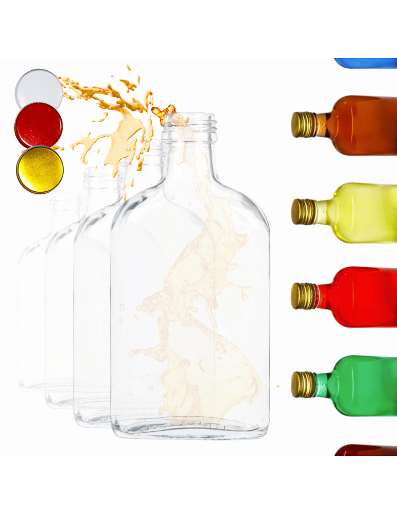 Szklane butelki na alkohol - galoniki - Butelki 200 ml piersiówki kieszonkowe na sok nalewki fi28 6szt NAKRĘTKI - product b2b.wamar.biz 1