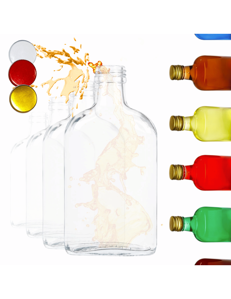 Szklane butelki na alkohol - galoniki - Butelki 200 ml piersiówki kieszonkowe na sok nalewki fi28 30szt NAKRĘTKI - product b2b.wamar.biz 1