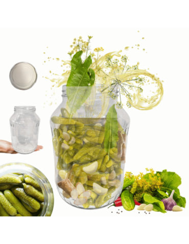 Słoiki - Słoik 1500ml 1,5l na ogórki małosolne soki nalewki kompot 1szt. 82mm PZH - product 14