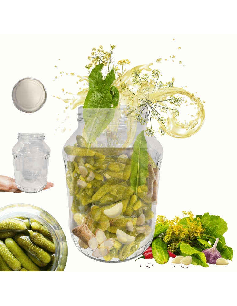 Słoiki - Słoik 1500ml 1,5l na ogórki małosolne soki nalewki kompot 1szt. 82mm PZH - product b2b.wamar.biz 14