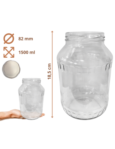 Słoiki - Słoiki 1500ml 1,5l ogórki małosolne soki grzyby nalewki 60kpl zakrętki 82mm - product 16