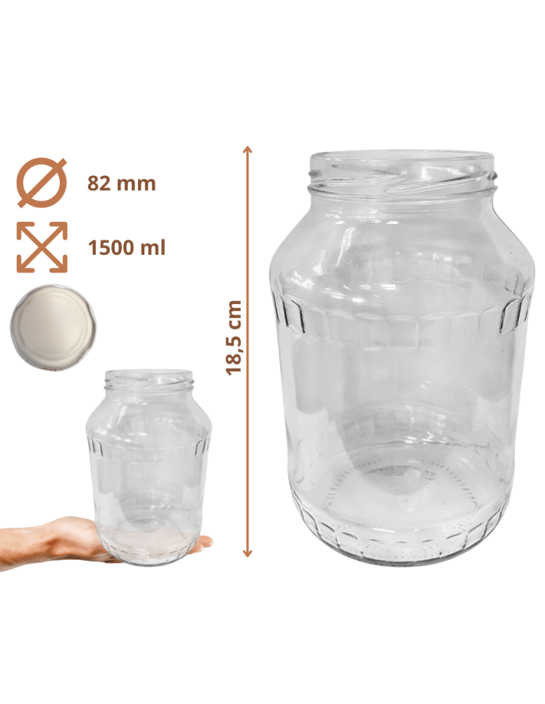 Słoiki - Słoiki 1500ml 1,5l ogórki małosolne soki grzyby nalewki 60kpl zakrętki 82mm - product b2b.wamar.biz 16