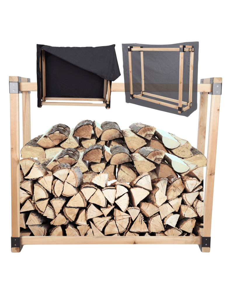 Stojaki na drewno - Stojak na drewno kominkowe wiata z pokrowcem drewutnia 0,5 m3 EKO SOLIDNY - product b2b.wamar.biz 1
