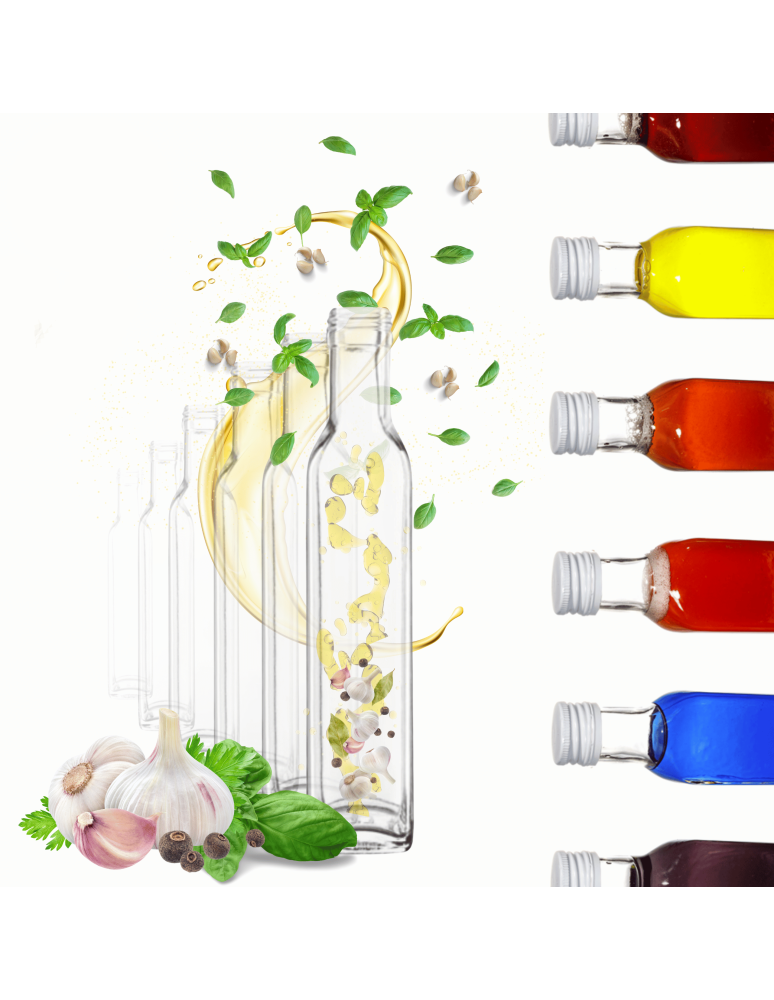 Szklane butelki na alkohol - galoniki - Butelki 250 ml maraski kwadratowe soki na olej oliwę fi31 6szt BEZ NAKRETEK - product b2b.wamar.biz 1