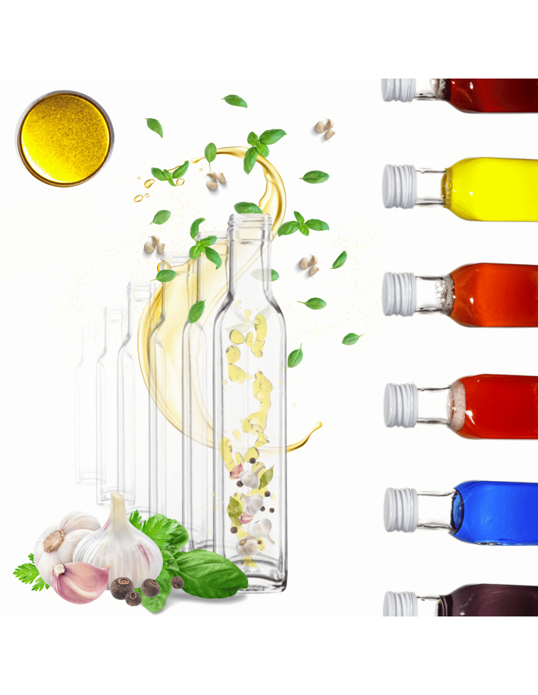 Szklane butelki na alkohol - galoniki - Butelki 250 ml maraski kwadratowe soki na olej oliwę fi31 30szt NAKRĘTKI - product b2b.wamar.biz 1