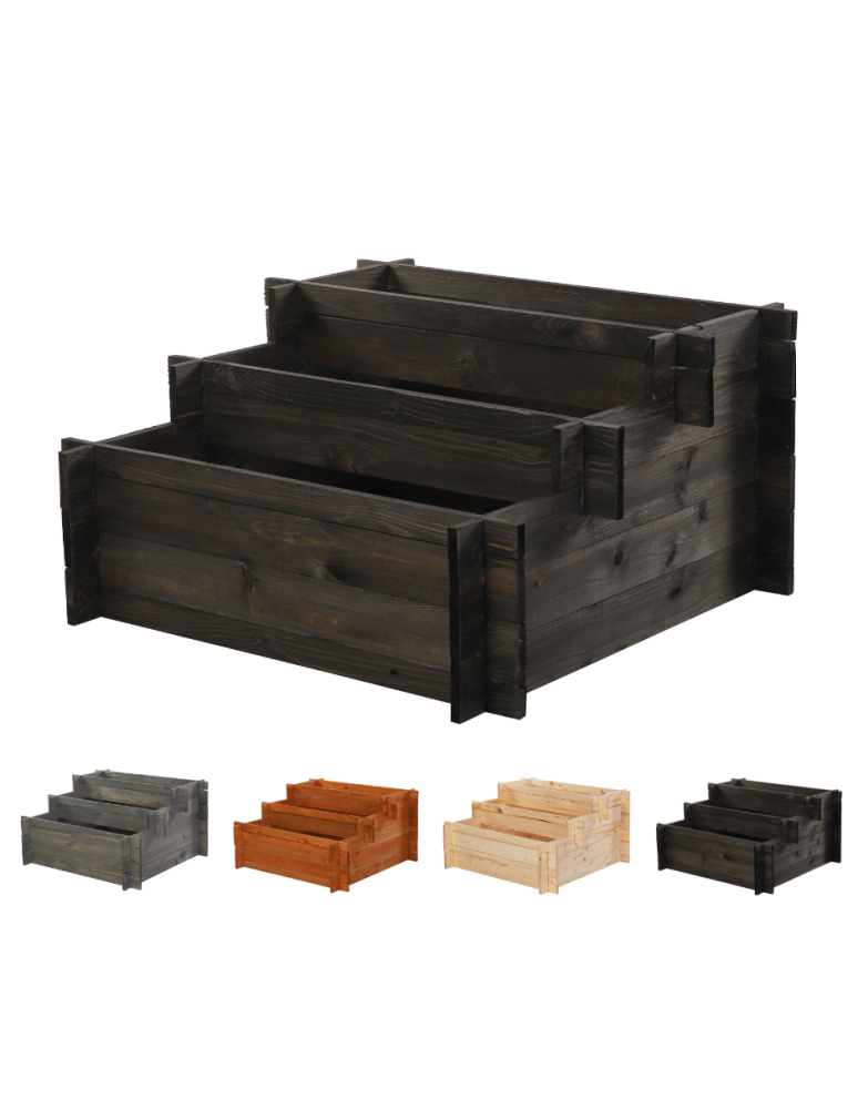 Grządki kaskadowe - Drewniana grządka kaskadowa ZP04 / 78x75 cm / Czarna - product b2b.wamar.biz 1