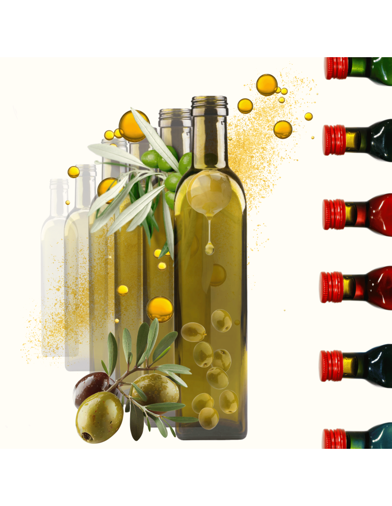 Szklane butelki na alkohol - galoniki - Butelki 500 ml maraski kwadratowe zielone na oliwę fi31 10szt BEZ NAKRETEK - product b2b.wamar.biz 1