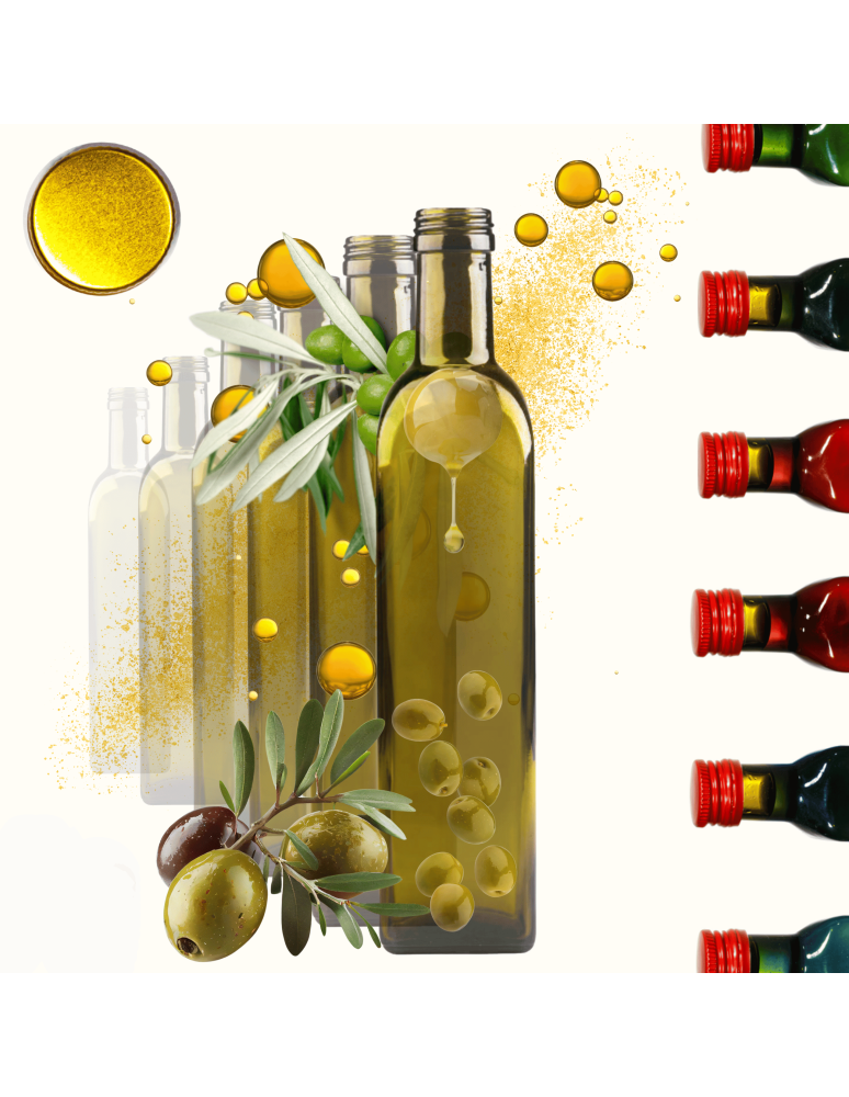 Szklane butelki na alkohol - galoniki - Butelki 500 ml maraski kwadratowe zielone na olej oliwę fi31 60szt NAKRĘTKI - product b2b.wamar.biz 1