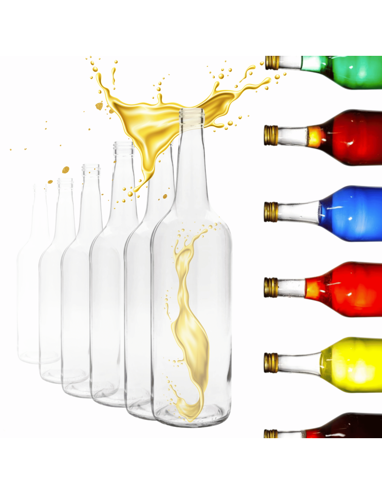 Szklane butelki na alkohol - galoniki - Butelki 1000 ml 1L na sok nalewkę syrop ocet fi28 100szt BEZ NAKRETEK - product b2b.wamar.biz 1