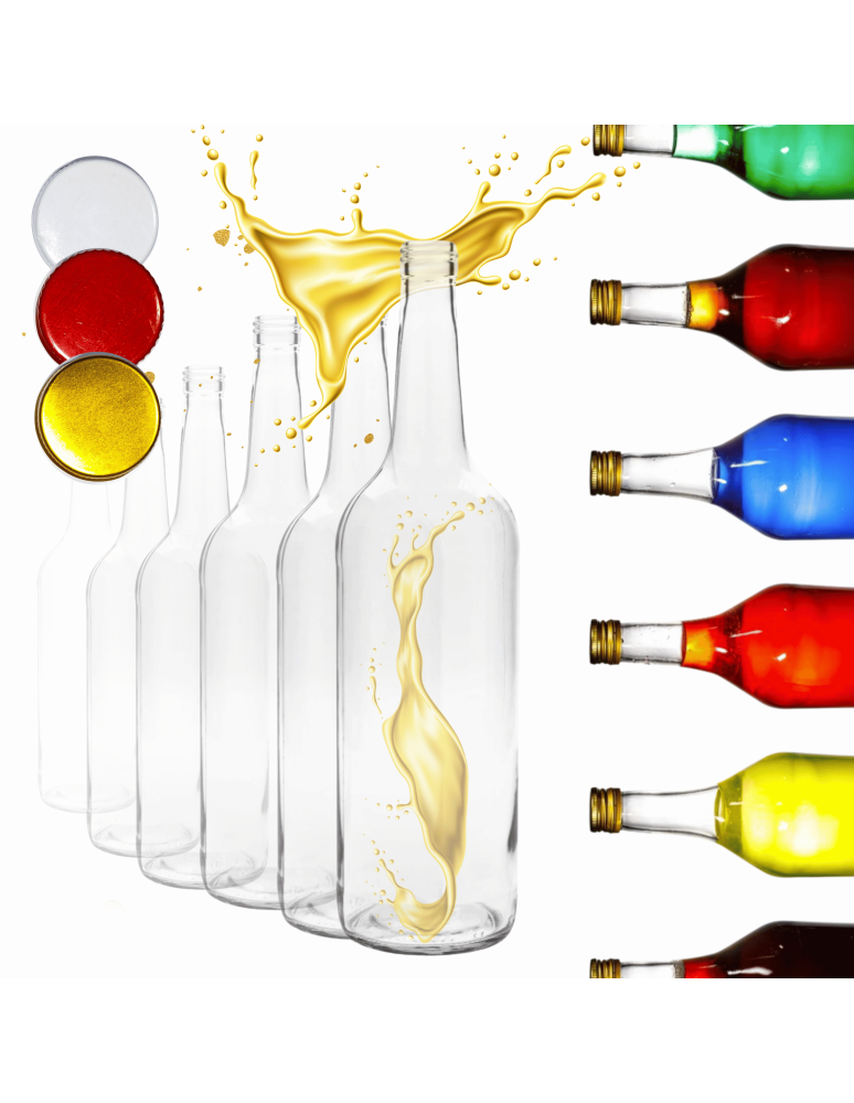 Szklane butelki na alkohol - galoniki - Butelki 1000 ml 1L na sok nalewkę syrop ocet tradycyjne fi28 60szt NAKRĘTKI - product b2b.wamar.biz 1