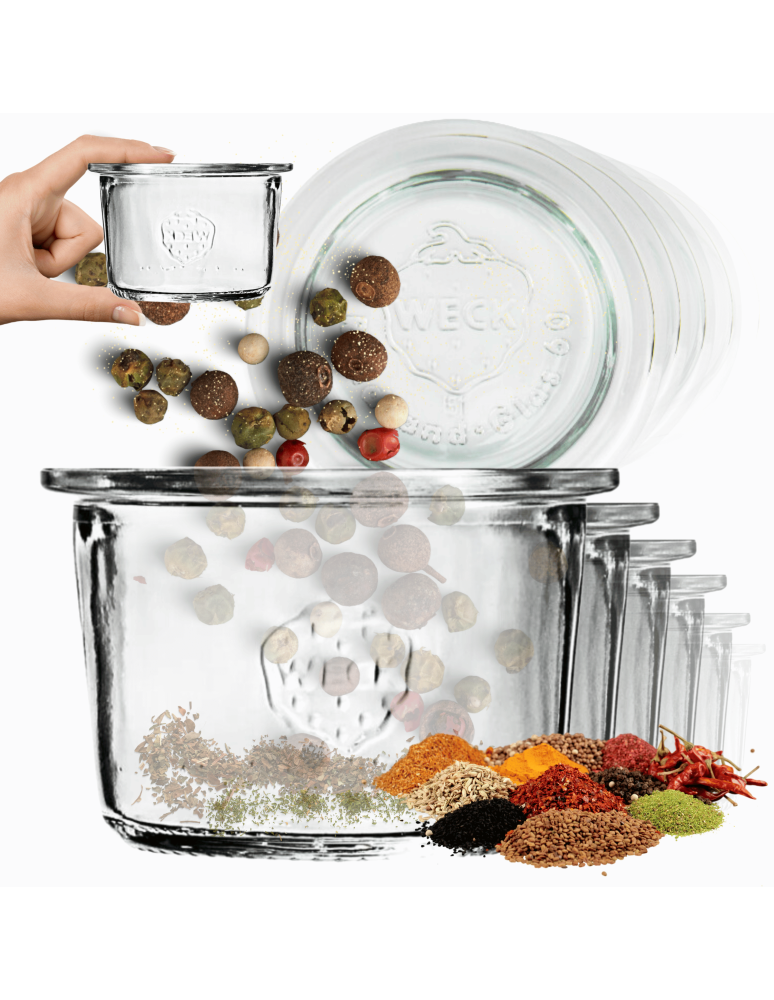 Słoiki weck - Słoiki Weck 80 ml słoiki szklane ozdobne MOLD przyprawy wieka szkło 12szt - product b2b.wamar.biz 1