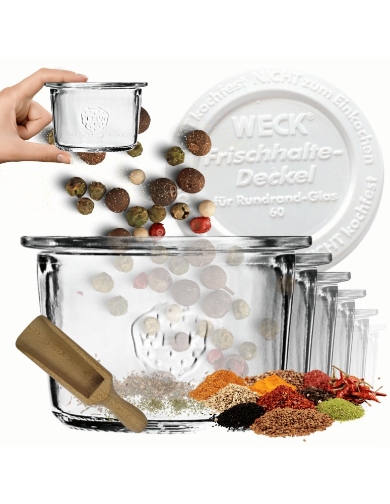 Słoiki weck - Słoiki Weck 80ml przetwory MOLD żaroodporne plastikowe wieka MIARKA 6szt - product b2b.wamar.biz 1