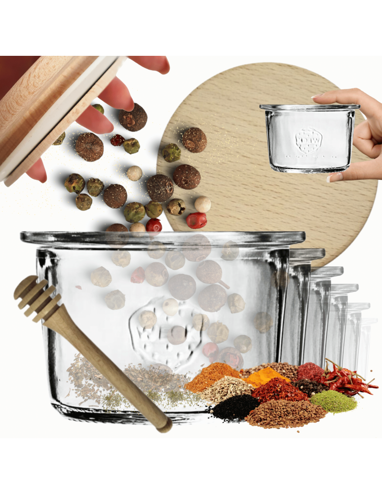 Słoiki weck - Słoiki Weck 80ml przetwory MOLD żaroodporne drewniane wieka 6szt nabierak - product b2b.wamar.biz 1