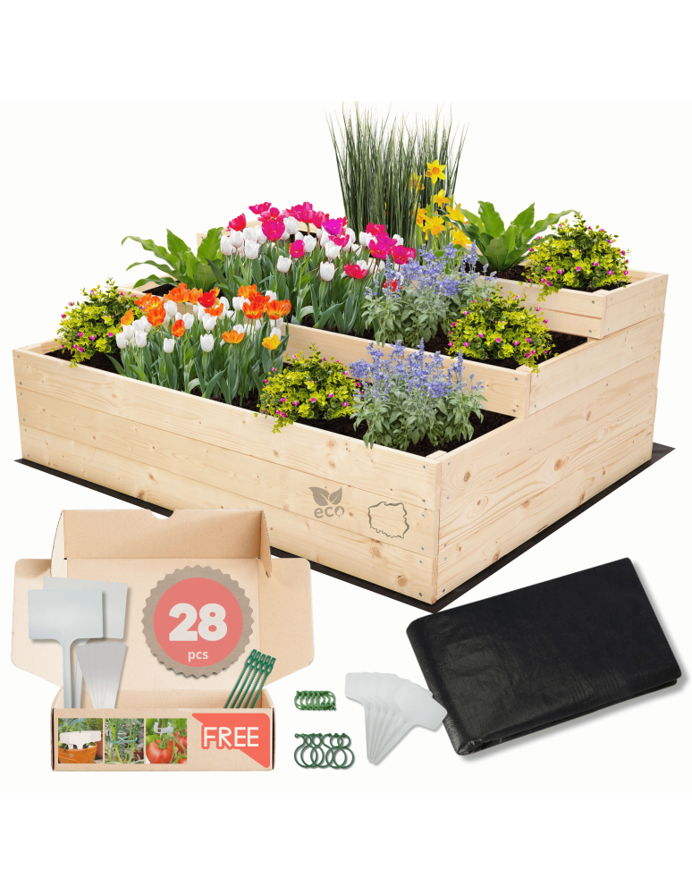 Grządki i Warzywniaki - Skrzynie na warzywa warzywniak donica drewniany 45x120x90 GRATISY EKO - product b2b.wamar.biz 1