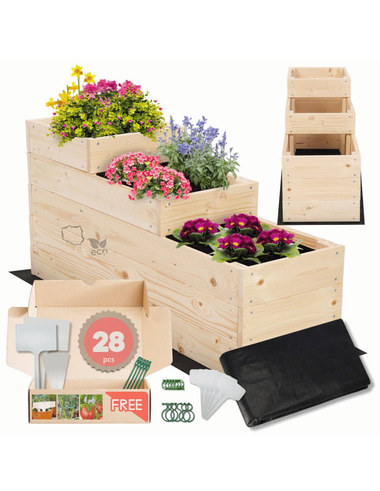 Grządki i Warzywniaki - Skrzynie na warzywa warzywniak donica drewniany 45x30x90 GRATISY EKO - product b2b.wamar.biz 1