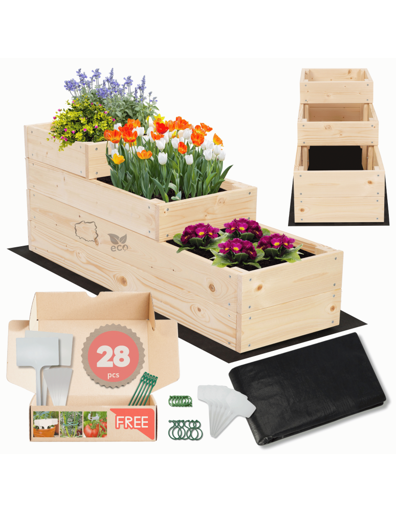 Grządki i Warzywniaki - Skrzynia na warzywa warzywniak grządka drewniany 36x30x90 GRATISY EKO - product b2b.wamar.biz 1
