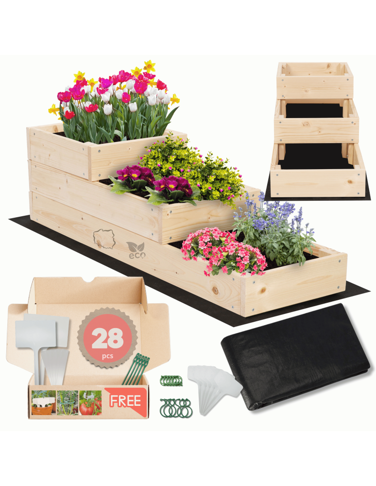Grządki i Warzywniaki - Skrzynia na warzywa warzywniak inspekt drewniany 27x30x90 GRATISY ECO - product b2b.wamar.biz 1