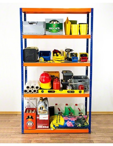 Regały - Regał Helios 213x120x60 cm 5 półek/275kg Niebiesko-Pomarańczowy - product 2