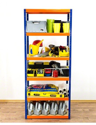 Regały - Regał Helios 196x120x40 cm 6 półek/275kg Niebiesko-Pomarańczowy - product 2