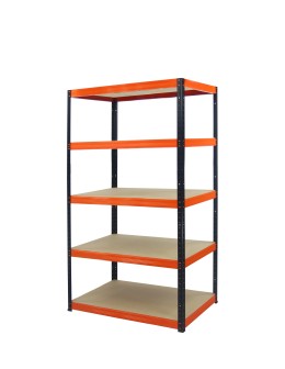 Regał Helios 180x90x35 cm 5 półek/175kg Czarno-Pomarańczowy
