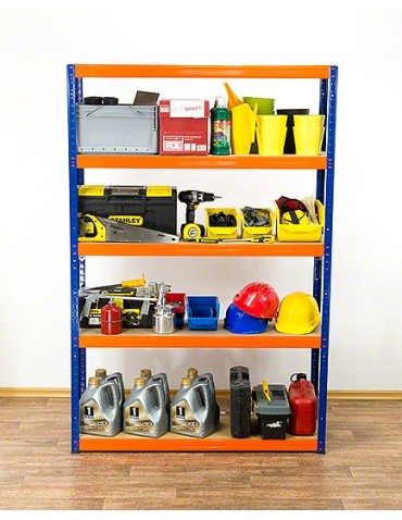 Regały - Regał Helios 180x120x60 cm 5 półek/175kg Czarno-Pomarańczowy - product 3