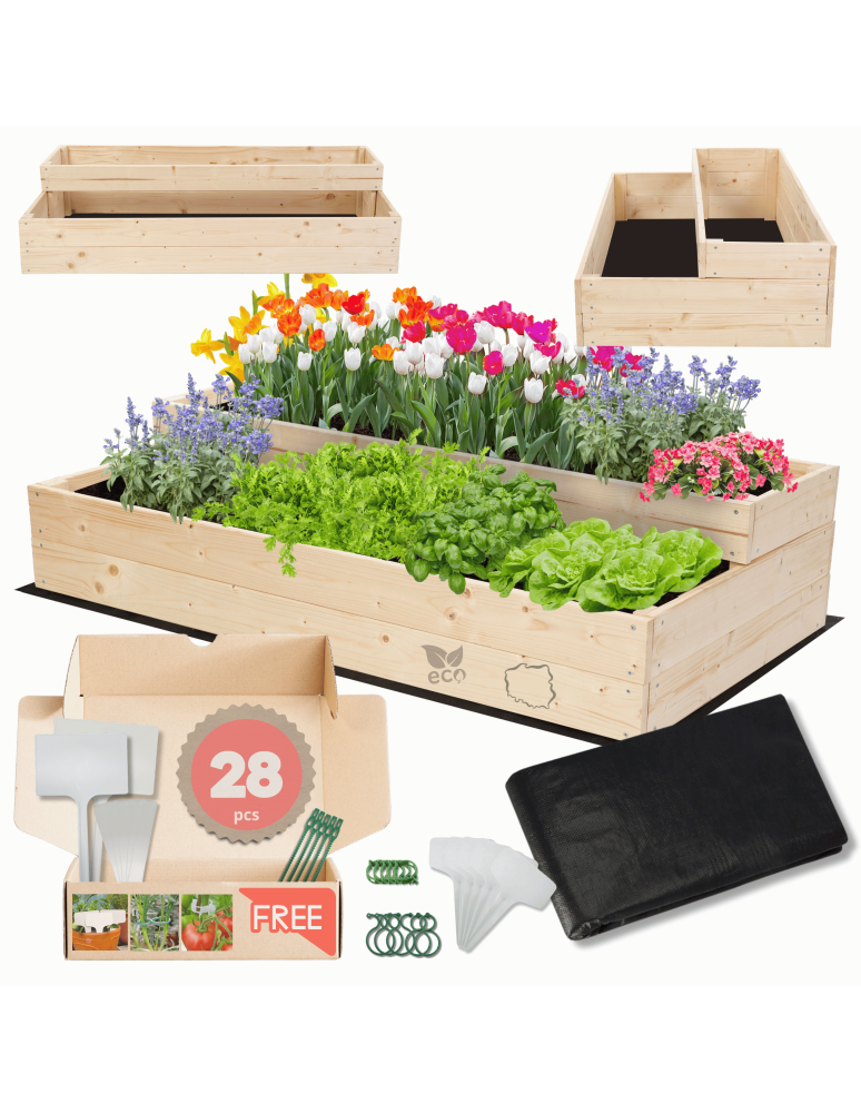 Grządki i Warzywniaki - Skrzynia na warzywa warzywniak inspekt drewniany 27x120x60 GRATISY ECO - product b2b.wamar.biz 1