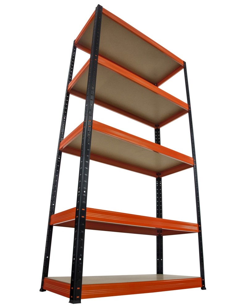 Regały - Regał Helios 196x100x35 cm 5 półek/175kg Czarno-Pomarańczowy - product b2b.wamar.biz 17