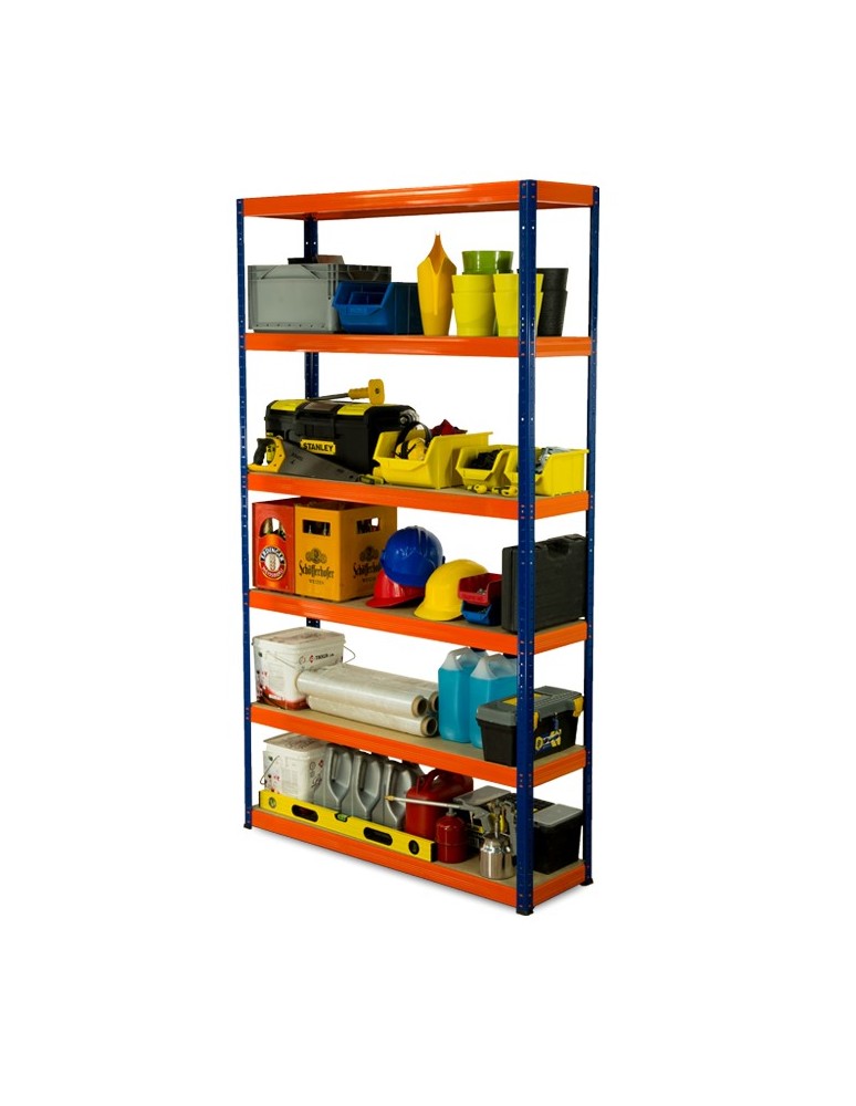 Regały - Regał Helios 196x75x45 cm 6 półek/175kg Niebiesko-Pomarańczowy - product b2b.wamar.biz 1