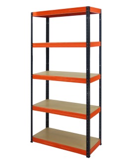 Regał Helios 213x100x40 cm 5 półek/175kg Czarno-Pomarańczowy